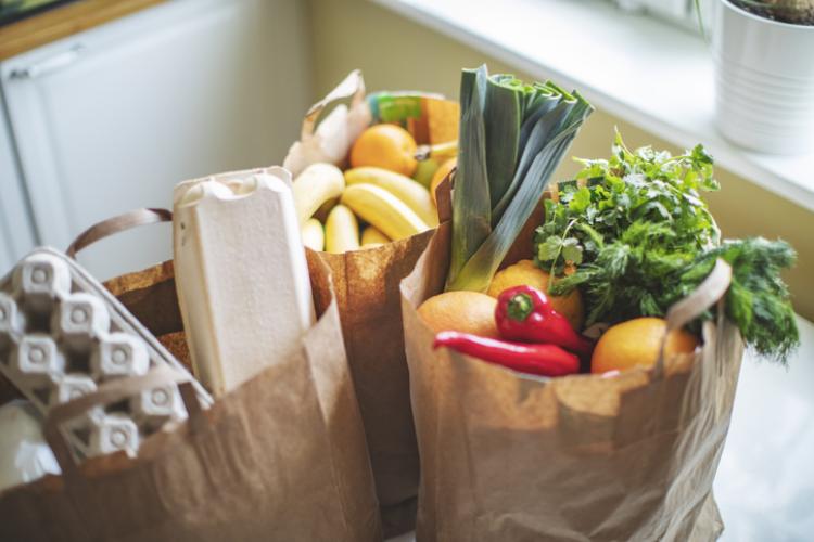groceries in paper bags